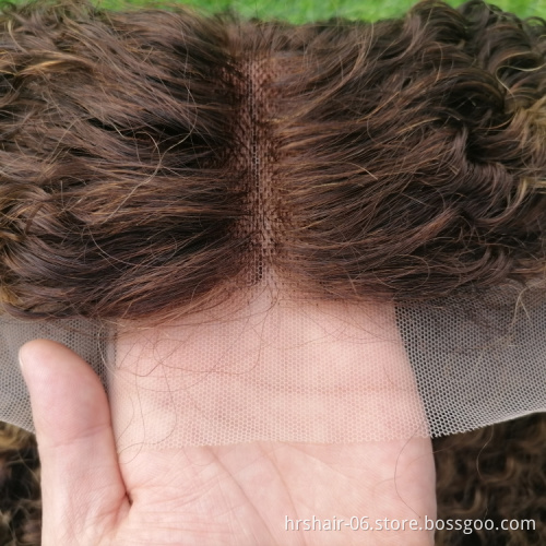 deep kinky curly piano highlight 4/27 color frontal wig silky Virgin Cuticle Aligned Brazilian Human Hair wig for black woman